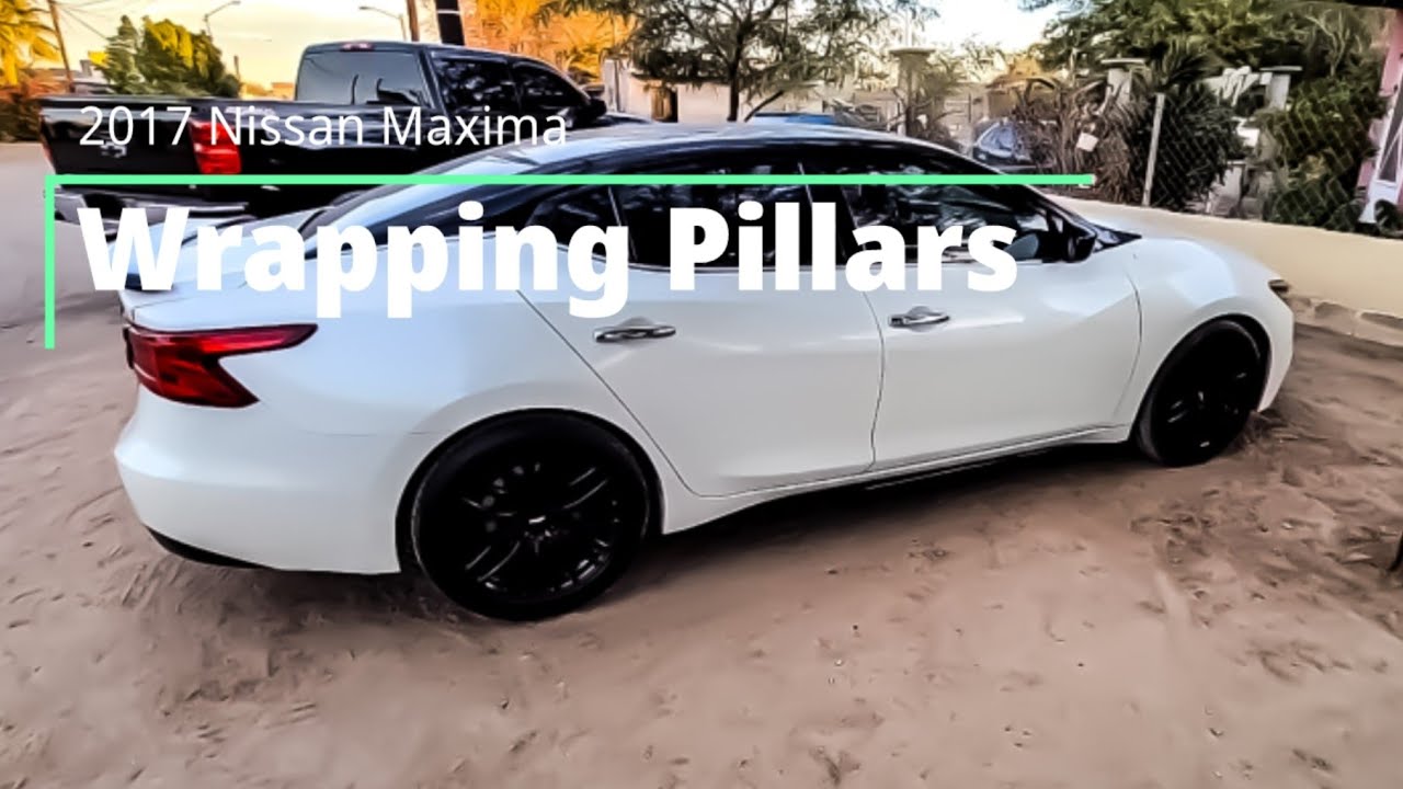 Оклейка стоек кузова глянцево-чёрным | Nissan Maxima 17+