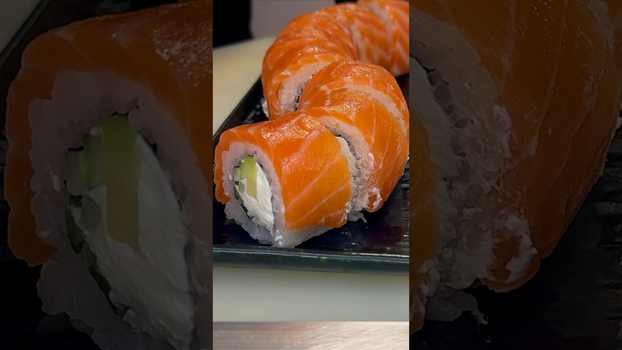 Satisfying ASMR Sushi Making 🍣 - Salmon Philadelphia Roll from Scratch