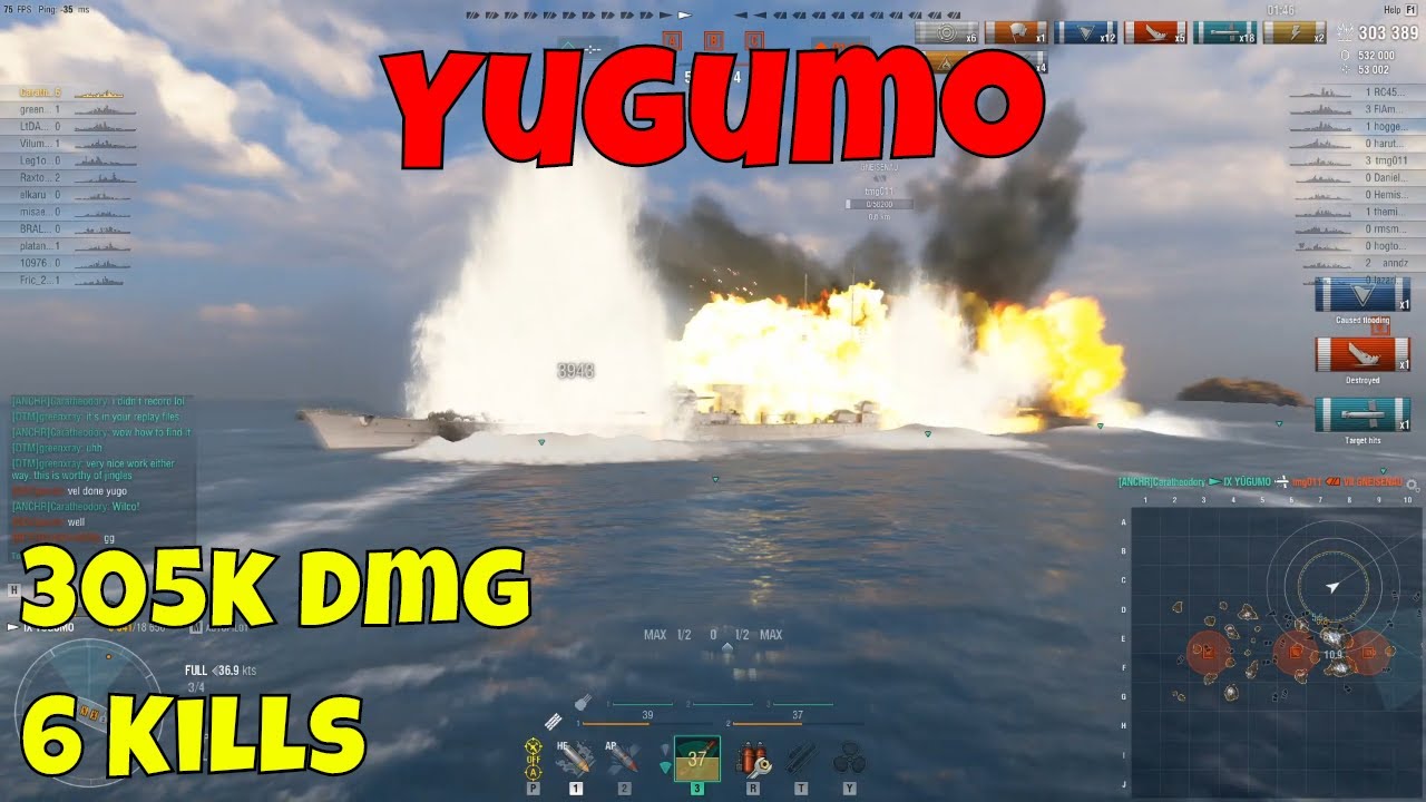 Yugumo IJN Destroyer | 305k Dmg, 6 Kills, Conf, HC | World of Warships Replay