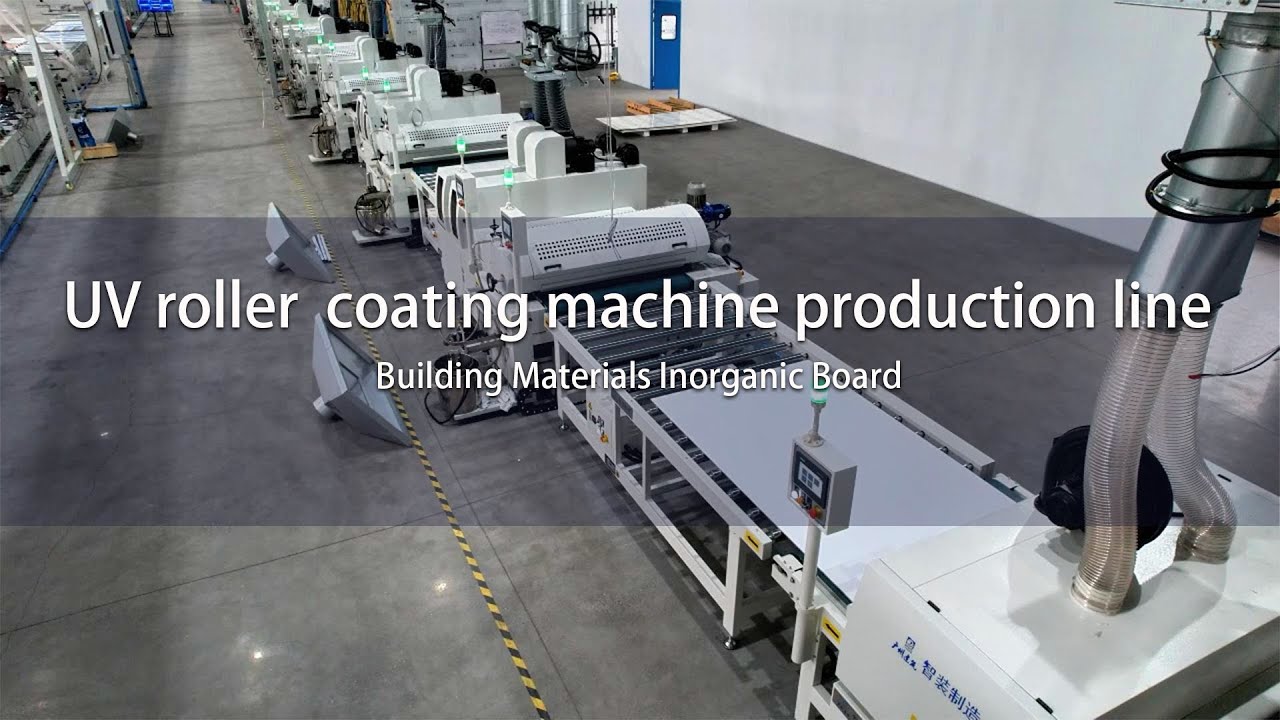 Large-scale UV roll coating production line for inorganic plates for building materials