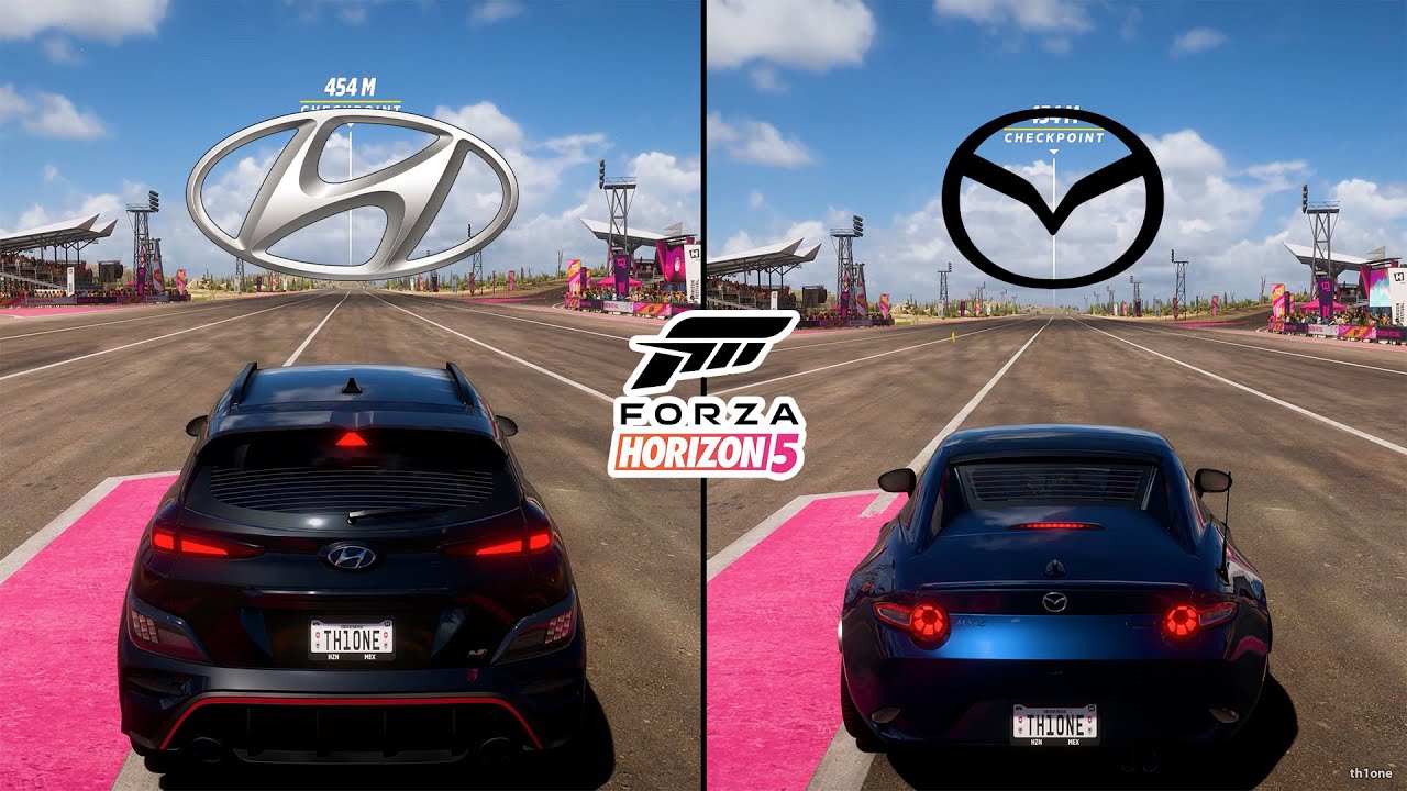 Forza Horizon 5 | Hyundai Kona N 2022 vs. Mazda MX-5 Miata RF 2022 Performance and Sound Comparison