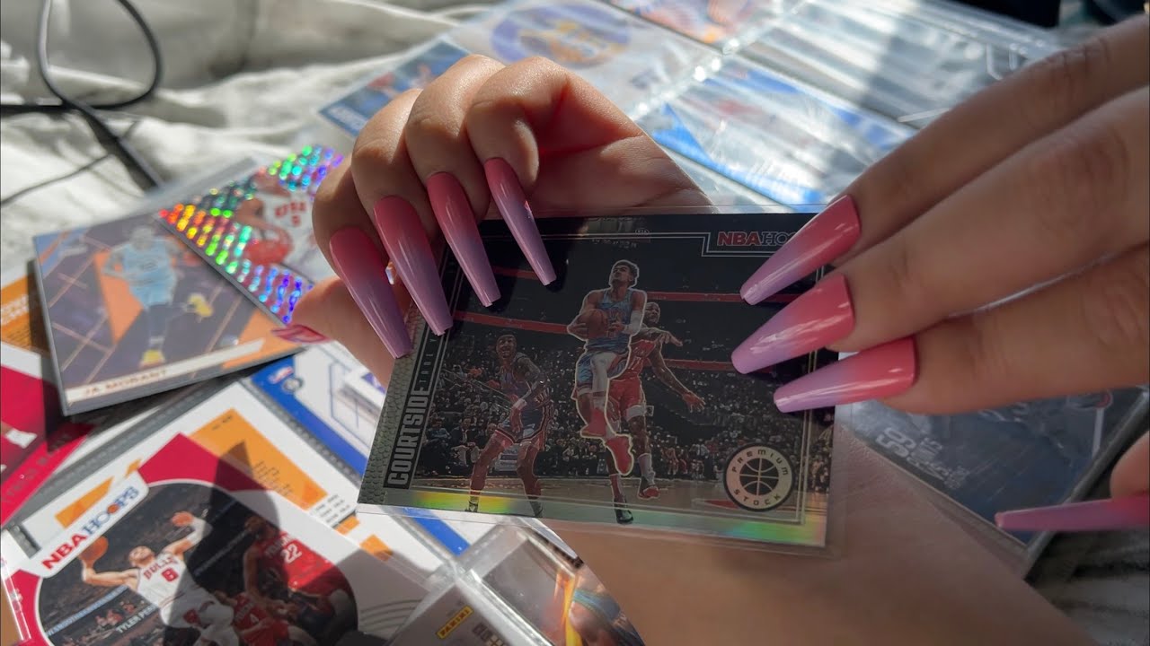 ASMR Fast tapping on my boyfriend’s NBA cards with long nails 💓 | Minimal Whispering