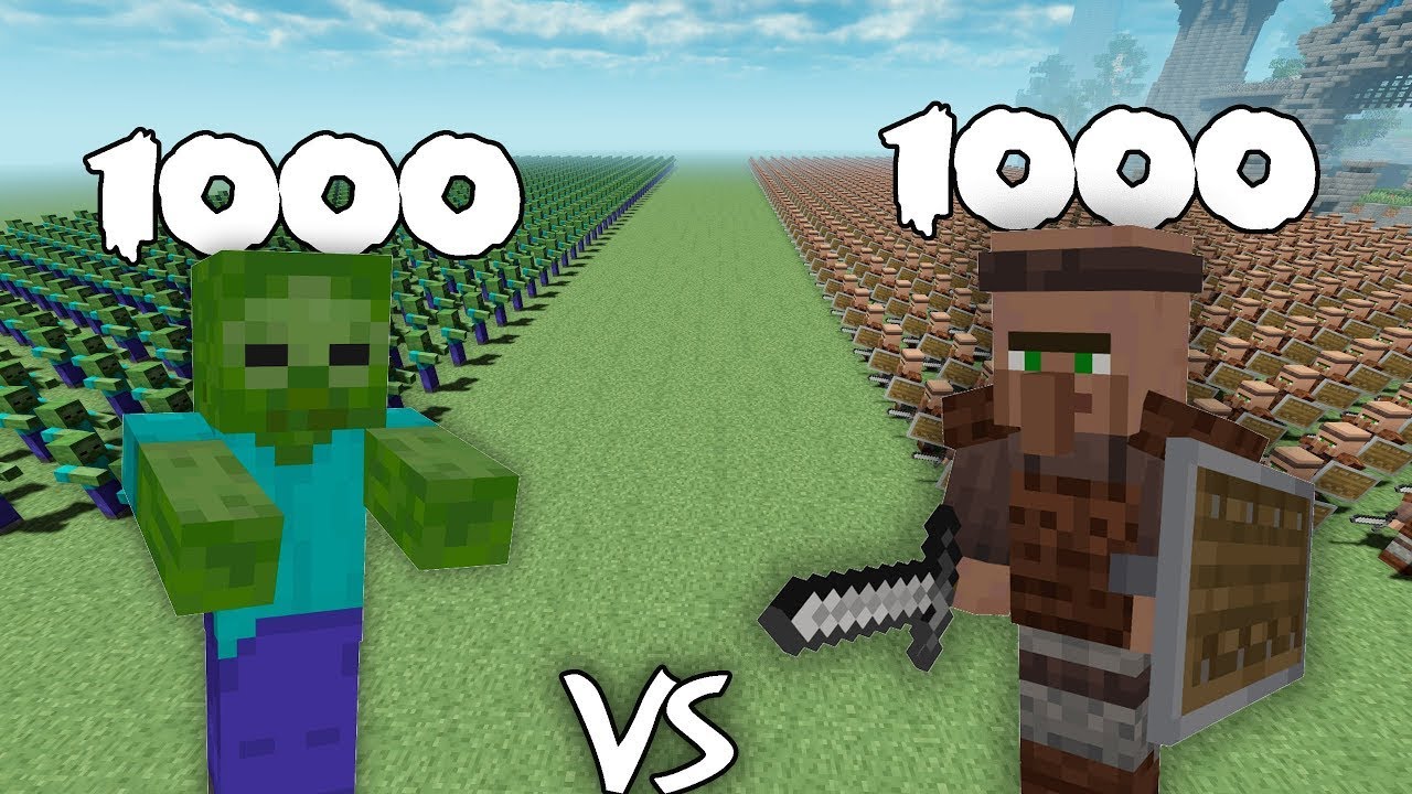 🔴1000 Zombies vs 1000 Villagers – Live Minecraft Simulation