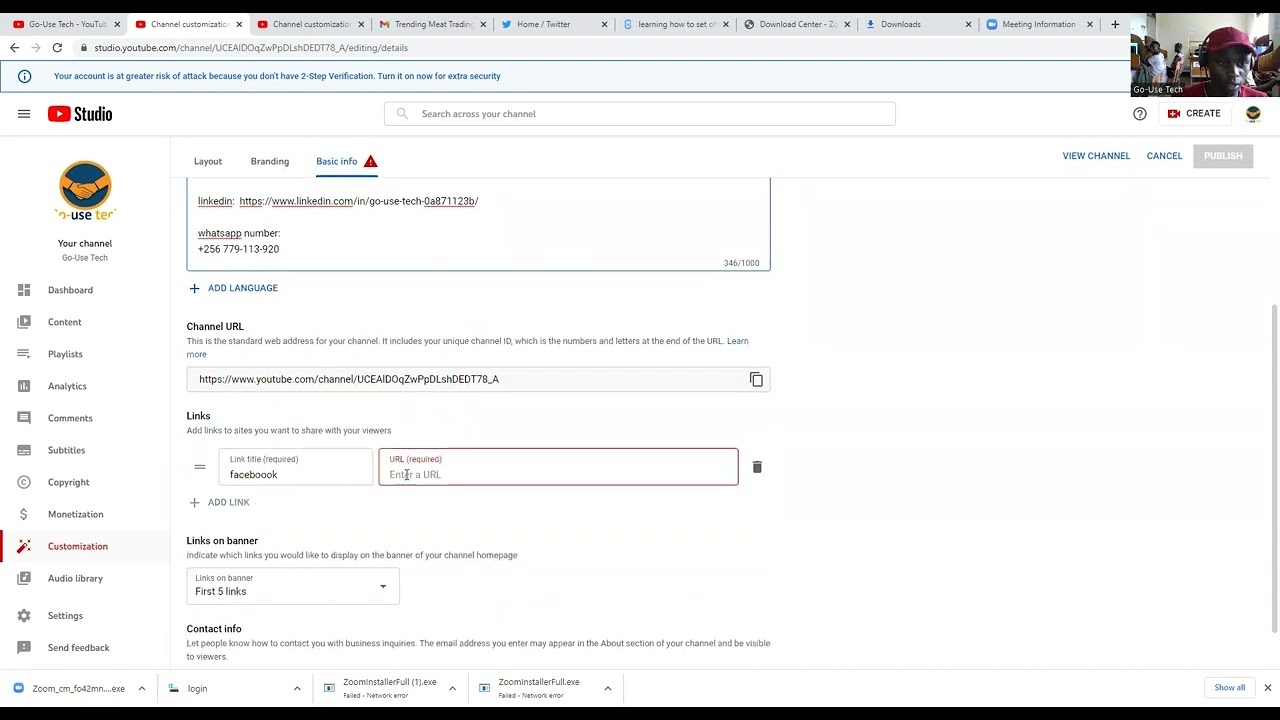 How to Add Social Media Links to your YouTube Channel - PC & Mobile - 2022