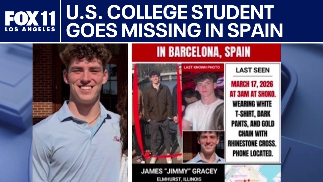 US college James Gracey student disappears in Barcelona