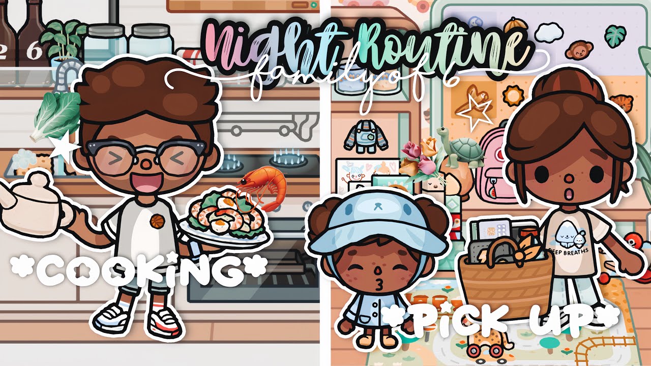 Семья из 6 человек *ЭСТЕТИЧЕСКАЯ НОЧНАЯ РУТИНА* 💐🥬 *с голосом 🎙️* Toca Boca Life World 🌍🩰