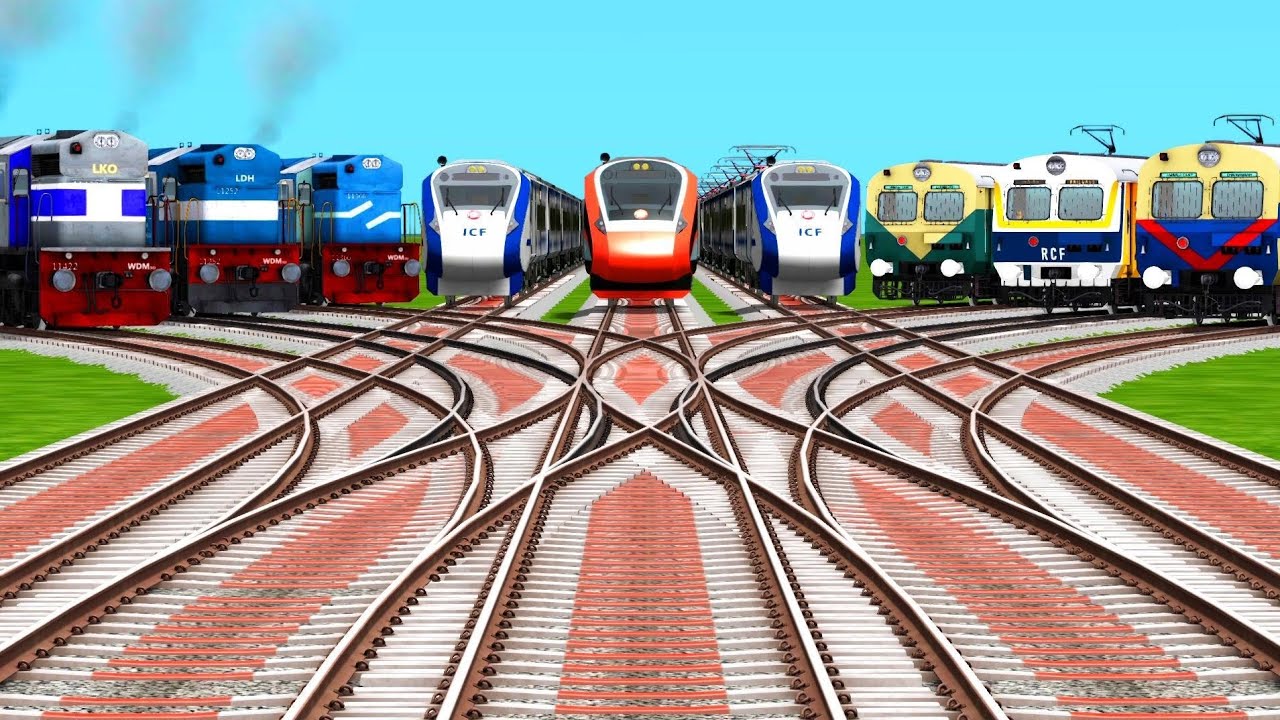 Train Simulator Classic ‼️9 Trains Crossing By Bumpy Railroad Tracks // indian railways 