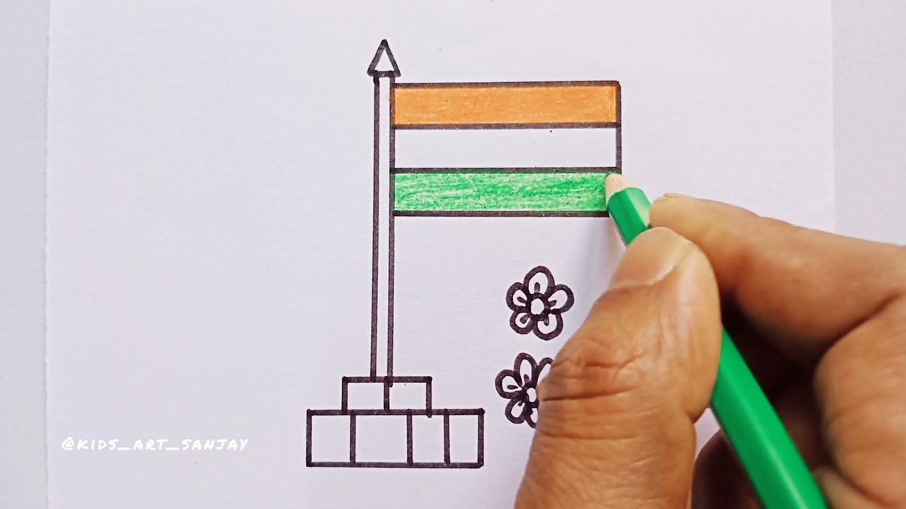 How to Draw Indian Flag Step By Step || Indian Flag Drawing With Colour Pencils || Republic Day