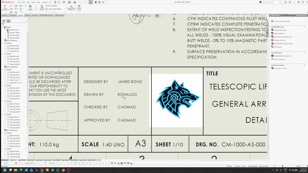 How to Structure a SolidWorks Drawing Title Block (AS1100 | Australia)