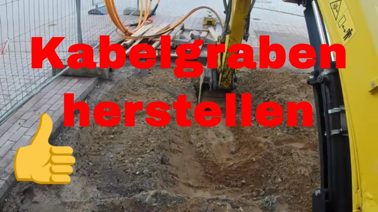 Bagger fahren-Kabelgraben für Glasfaserleitung herstellen mit Minibagger  Yanmar SV26