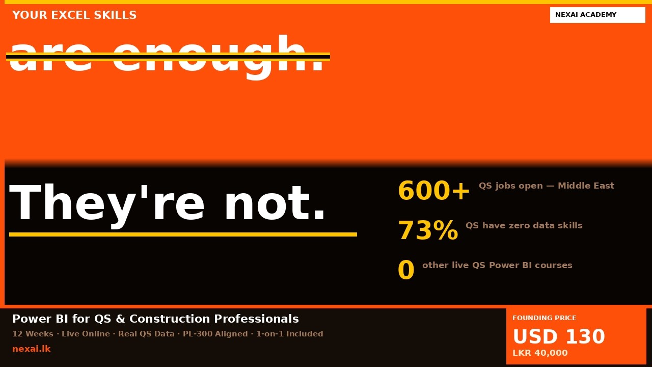 Power BI for QS & Construction Professionals &mdash; 12-Week Live Course | NexAI Academy