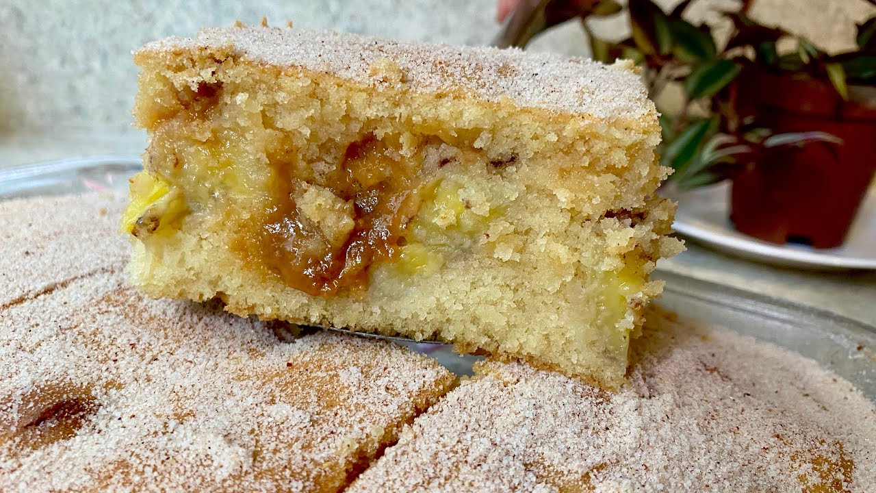 SE VOCÊ FIZER BOLO DE BANANA COM DOCE DE LEITE ASSIM NÃO VAI SOBRAR UM PEDAÇO