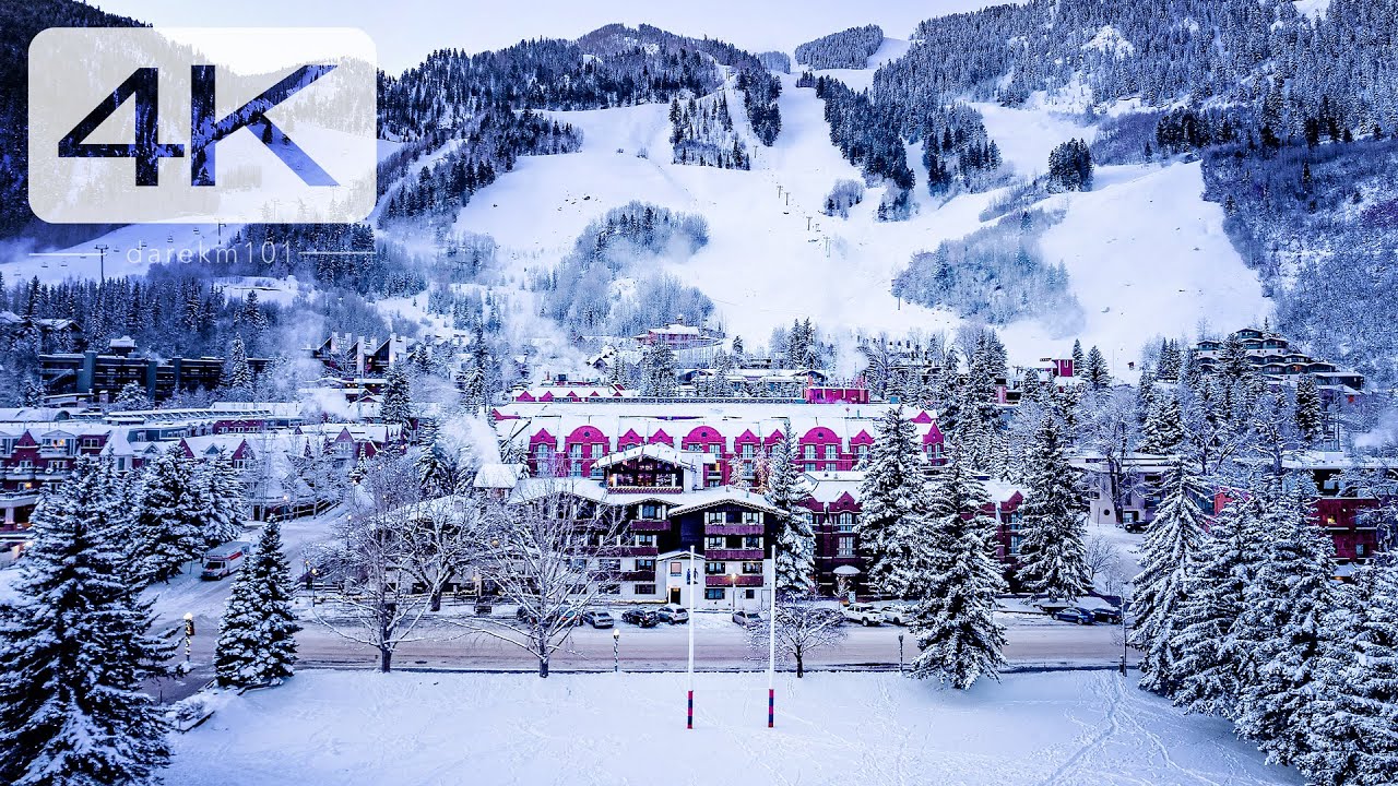 Aspen Colorado sunrise virtual run / cinematic walking tour, see the mountain peaks light up in 4K
