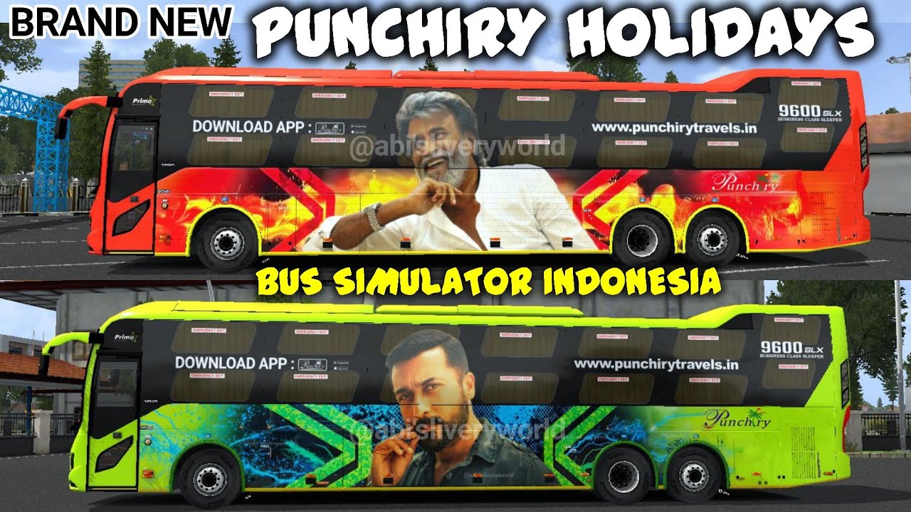 Brand New PUNCHIRY TRAVELS Liverypack | Rajanikant & Suriya | Volvo 9600 slx | Bussid | Download now