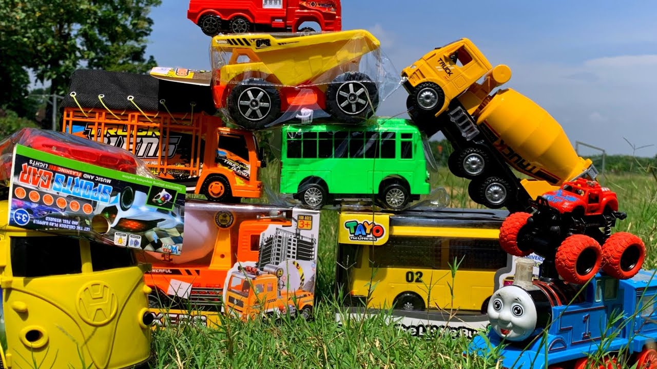 Unboxing Truk Oleng, Mobil Balap, Bus Telolet, Kereta Api, Truk Pemadam, Truk Tangki