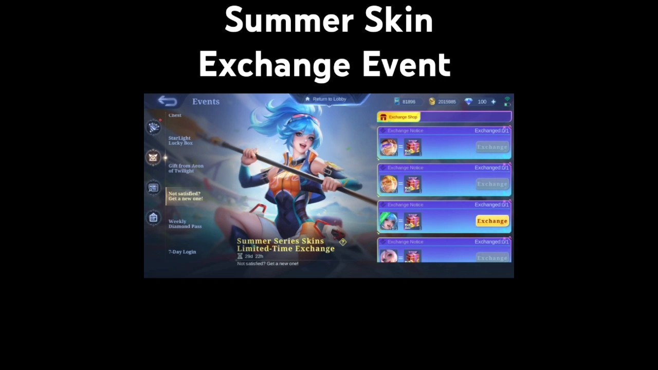 summer skin exchange event MLBB 