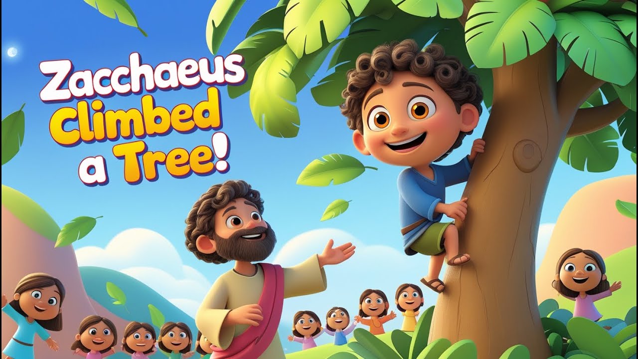 Zacchaeus Climbed a Tree! 🌳🎵  | BibleKidz Nursery Rhymes  | 3D Animated Bible Song for Kids ✨.