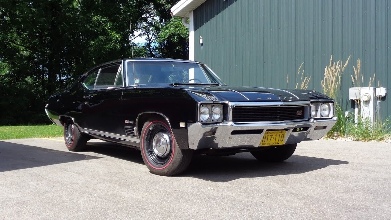 Buick GS 400 1968 года в стандартном черном цвете и звук двигателя в программе My Car Story с Лу ...