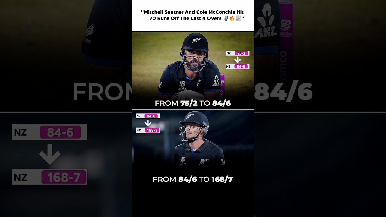 🚨 INSANE COMEBACK 🚨Mitchell Santner & Cole McConchie smashed 70 runs in the last 4 overs...🇳🇿🤯🔥