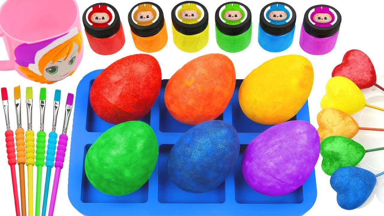 Oddly Satisfying Video l Making DIY 6 Super BIG Glittre Eggs AND Sprunki Labubu Paints Disney ASMR