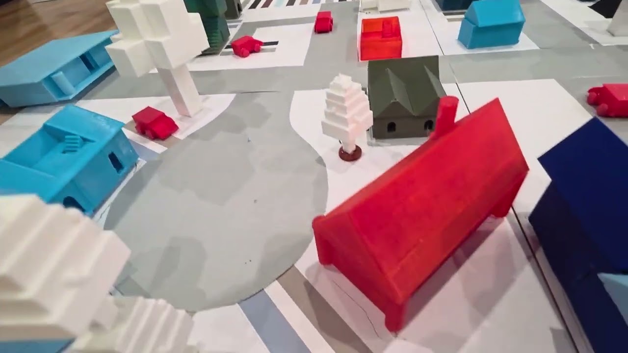 3d printed city in makers space classroom