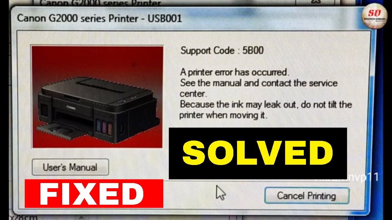 Код поддержки ошибки принтера Canon G2000 5B00 2021