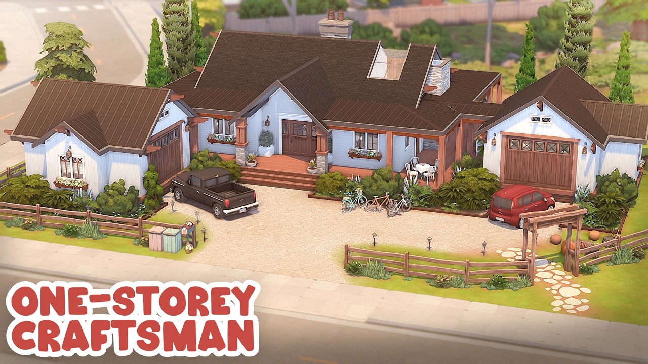 One-Storey Craftsman Family Home 🌳 | The Sims 4 Speed Build