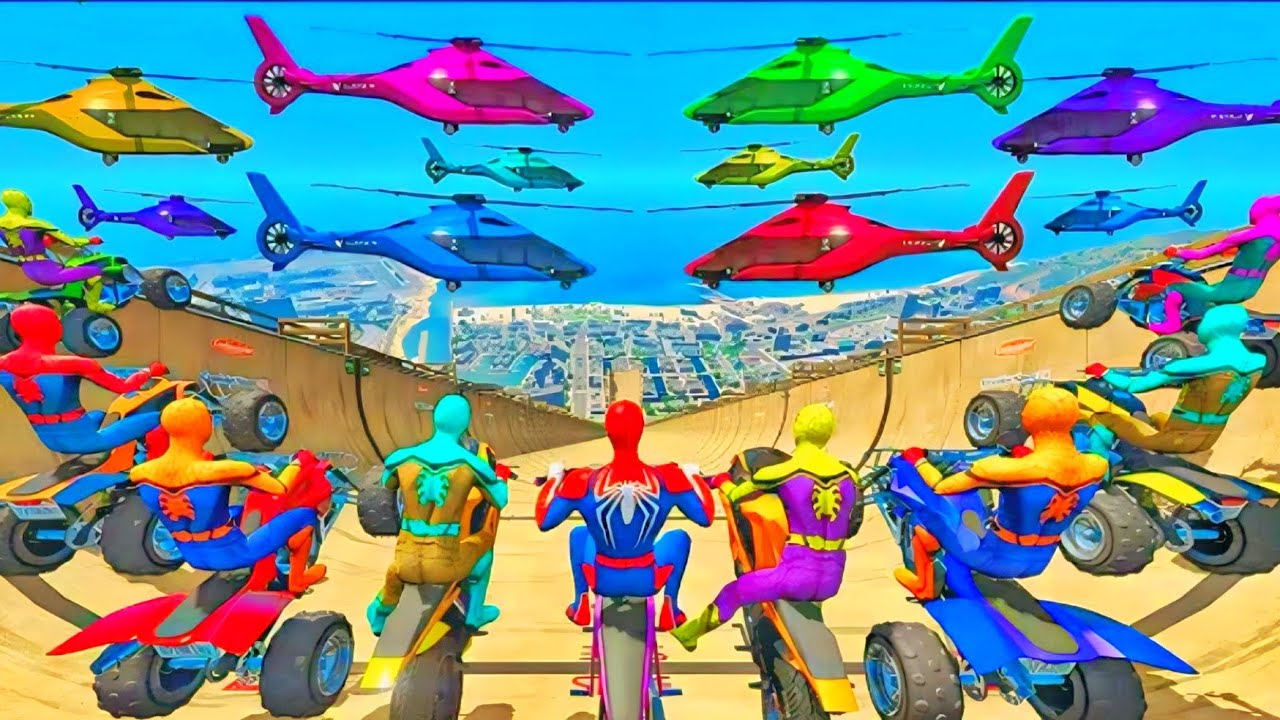 Rainbow Spiderman vs Longest Ramp in GTA 5 - Jumping from Highest in GTA 5 #1