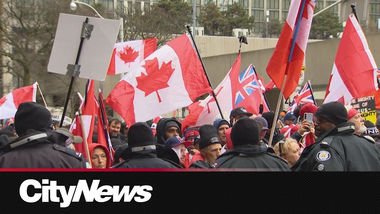 Eight arrested during protests and counter-protests at 'Canada First' rally
