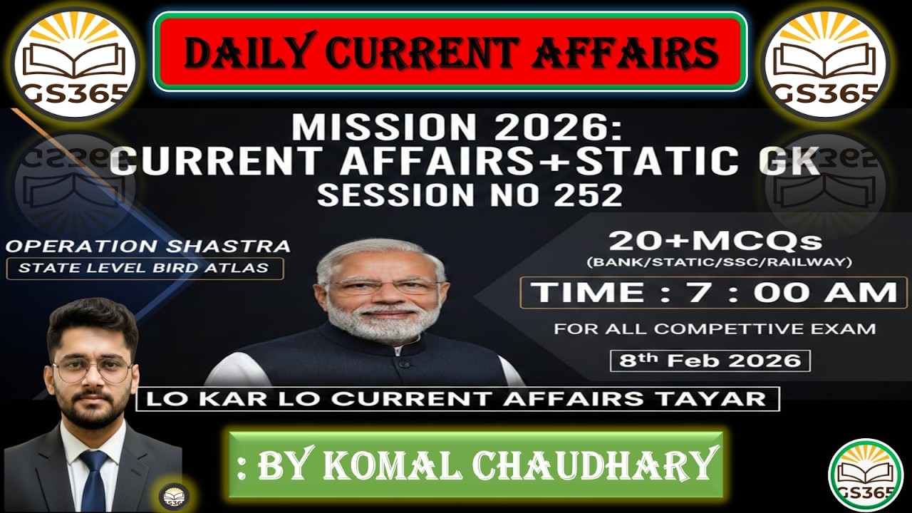 Current Affairs Today | 09 february Current Affairs 2025 | Daily Current Affairs | By Komal Sir ji