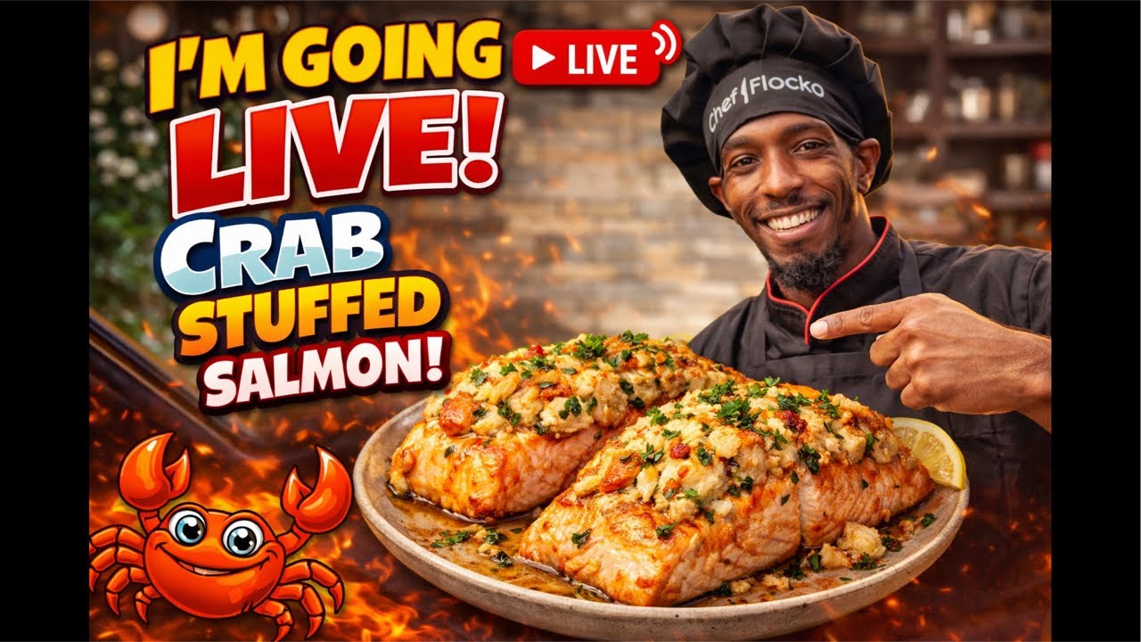 LIVE: Making Crab Stuffed Salmon From Scratch! 🔥🦀 | Easy Seafood Dinner