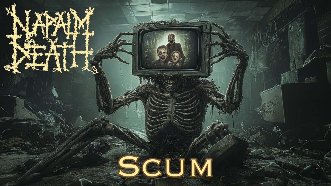 Scum от Napalm Death - с текстами + изображениями, созданными ИИ (Субтитры на русском)