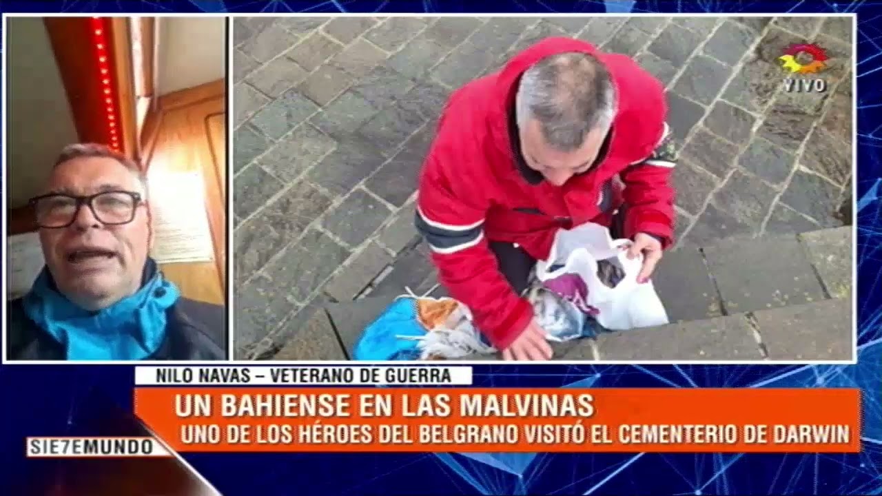 Un bahiense en el cementerio de Darwin en Malvinas. Nilo Navas