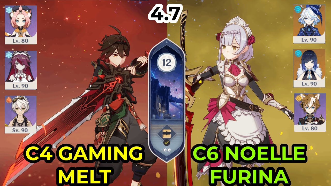 C4 Gaming Melt and C6 Noelle Furina Double Hydro.- Genshin Impact Spiral Abyss 4.7 Floor 12