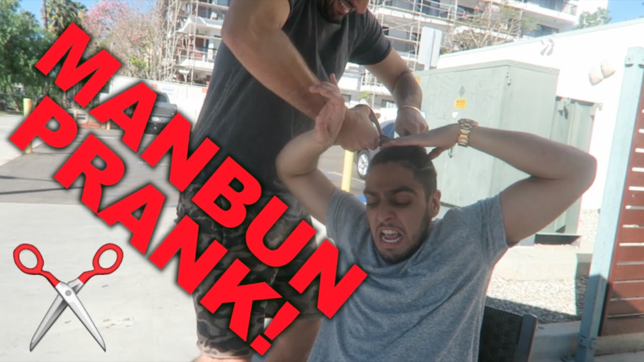 CUTTING OFF MANBUN PRANK!