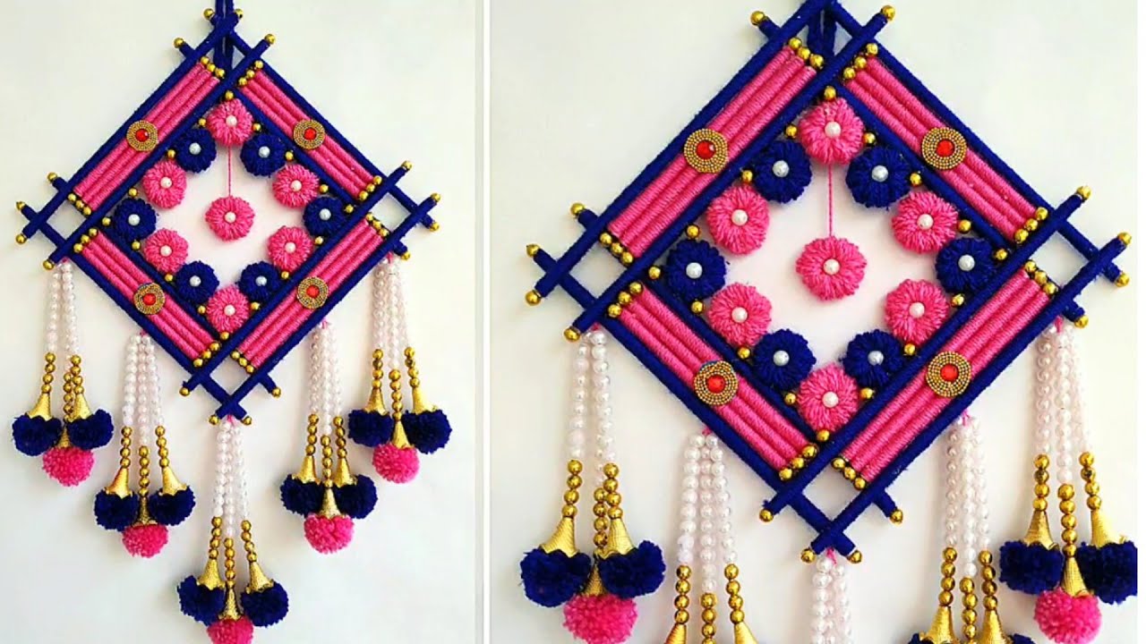 DIY Wall Hanging Out Of Waste Newspaper and Wool | Home Decor Idea
