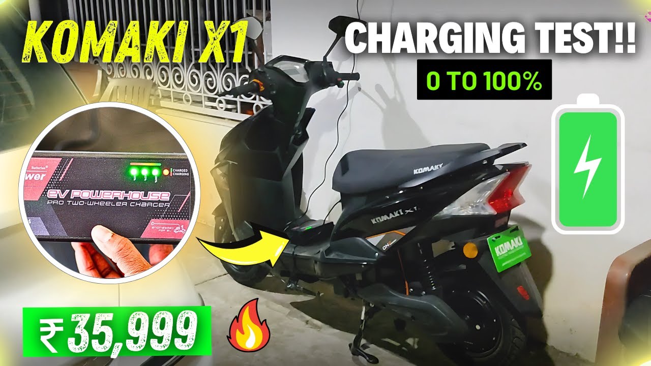 Komaki X1 Electric Scooter | 0 to 100% Battery Charging Test | Fast Charging? 🔥