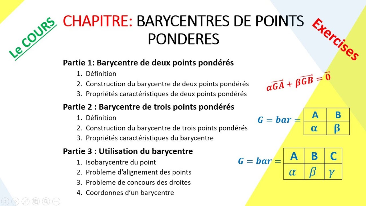 COURS: Barycentre des points pondérés (première spé) || comprendre le cours