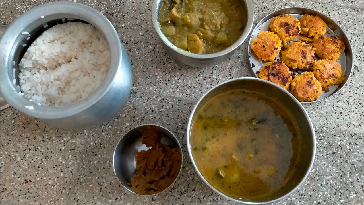 Lunch recipes কাঁচকলা আলু বেগুনের মিক্স সব্জি, ঢ্যাঁড়স আলুর ঝোল, ছোলার ডালের বোড়া .....