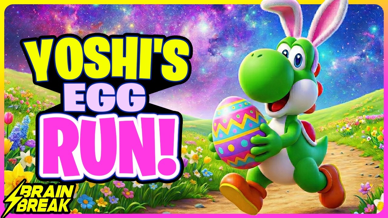 Yoshi's Egg Run ⚡️ Easter Brain Break for Kids ⚡️ Super Mario T-Rex Run