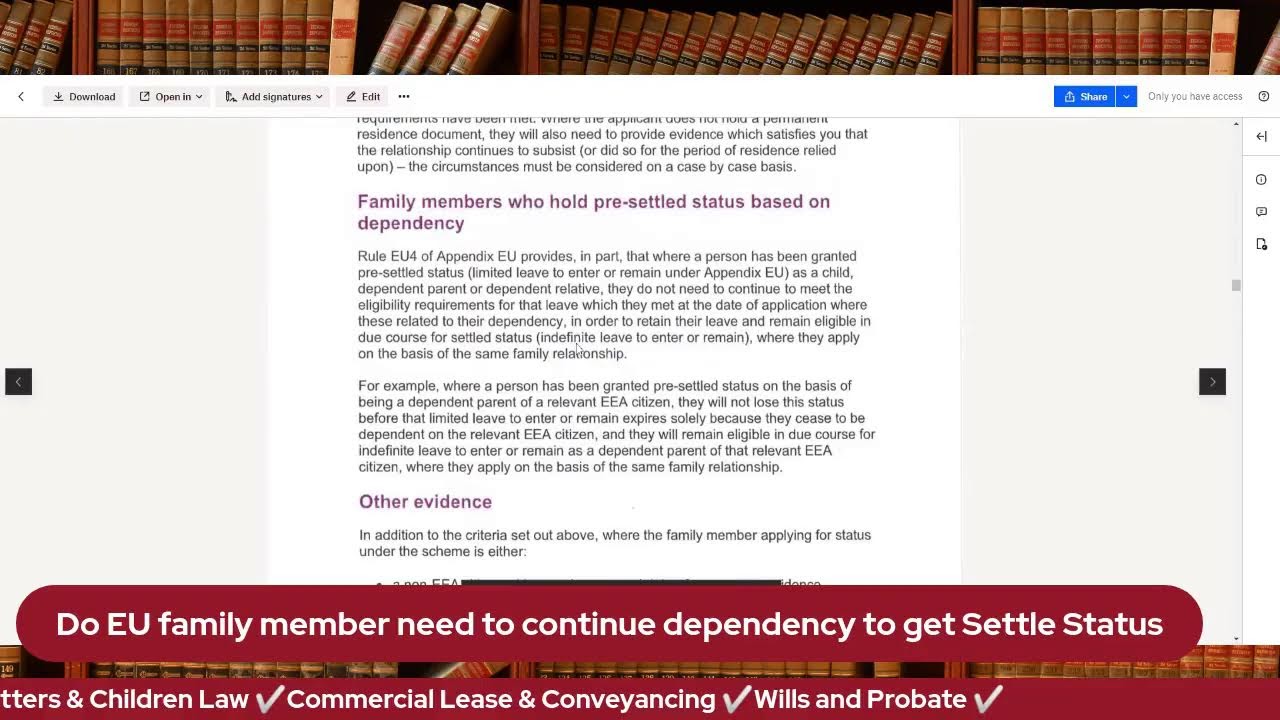 Do EU family member need to continue dependency to get Settle Status