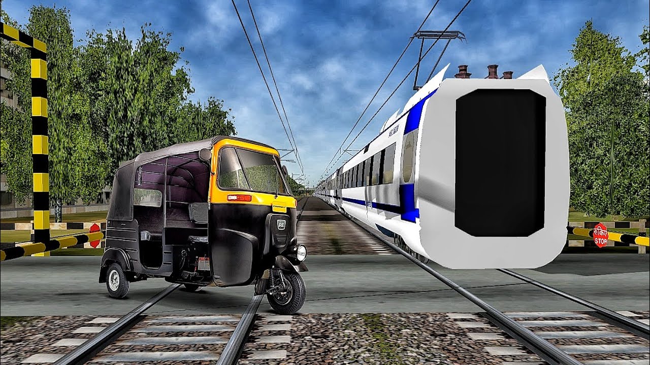 ENGINELESS VANDE BHARAT EXPRESS AT DANGEROUS LEVEL CROSSING | INDIAN TRAIN | INDIAN TRAIN SIMULATOR