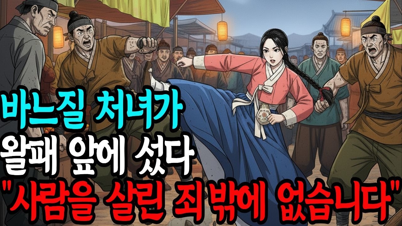 바느질 처녀 매화, 왈패에게서 사람을 살린 죄로 곤장을 맞았습니다.  주먹이 법이던 장터, 곤장 아래서도 꺾이지 않던 처녀… 다음날 관아 앞에 수레 행차가 줄줄이 섰다