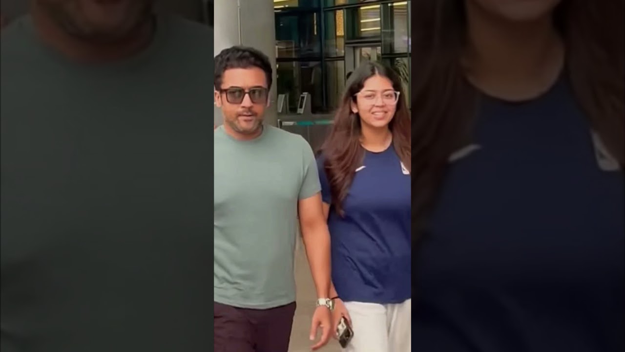 Actor surya & his daughter diya 😍 new look🥰#diya #surya #rgia airport#hyderabad#shortsviral