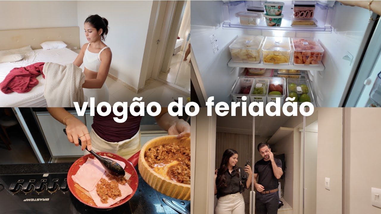 faxina na cozinha, organizando geladeira, receita lasanha de frigideira e nosso feriadão em casa