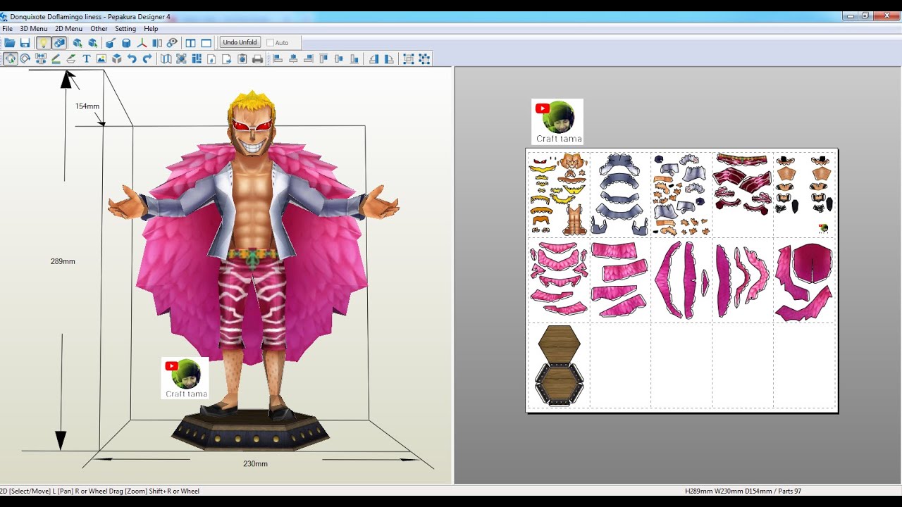 Papercraft One Piece - Donquixote Doflamingo Chibi Ver.2