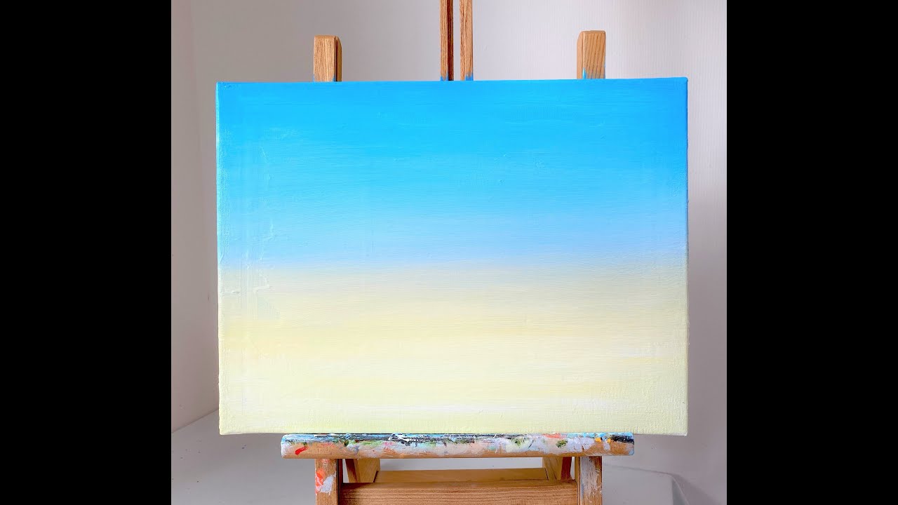 L&aelig;r at male en solopgang i bl&aring; og gul/Learn to paint a sunrise in blue and yellow