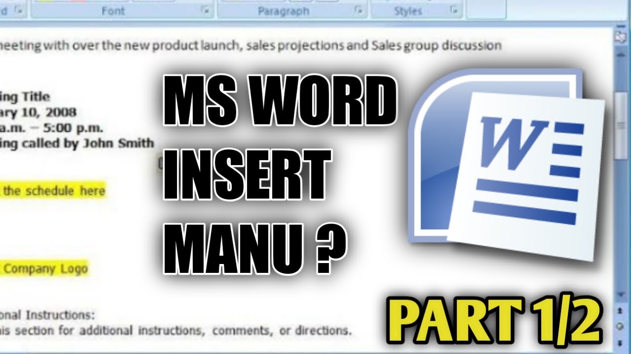 Ms word  insert menu 1/2| How to make table in Ms word | Bright way