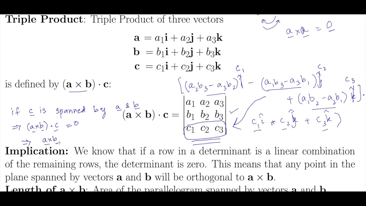 Vector Product, Triple Product and Example