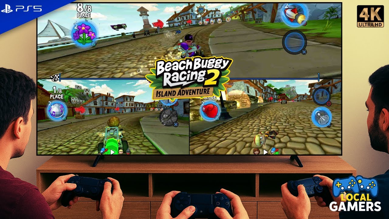Leilani vs Disco Jimmy vs Roxie Roller | 3 Player Split Screen in Beach Buggy Racing 2